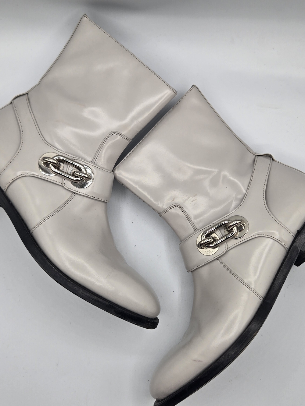 Balenciaga Cement Leather Ankle Biker Moto Engineer Boot Size 36